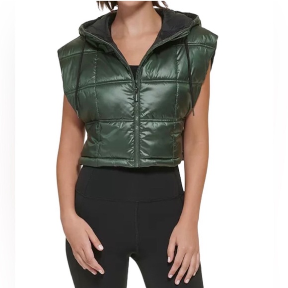 Calvin Klein Performance Repel Evergreen Front Zip Cropped Puffer Vest size M - Picture 1 of 14